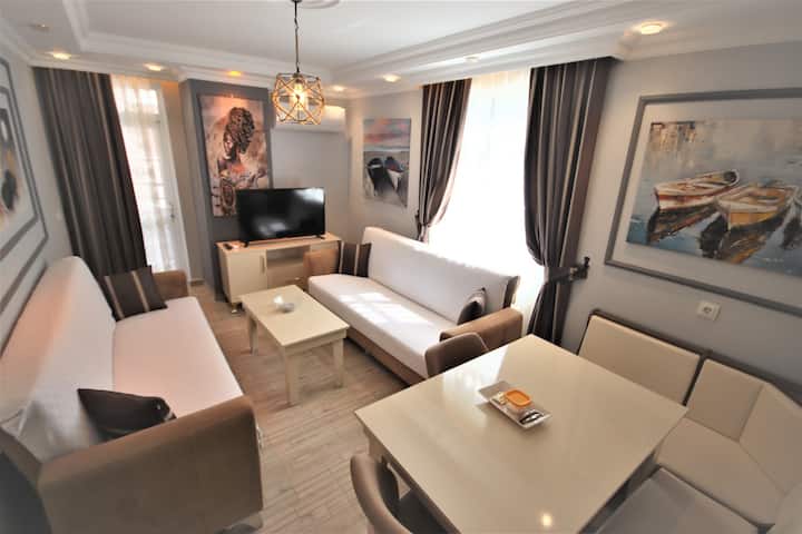 Cozy living room in a rented apartment in Turkey