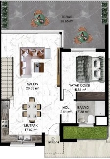 Блок В - 2+1 bahce